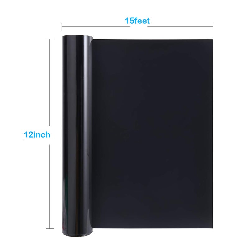 SOMOLUX HTV Matte Black Iron on Vinyl Compatible with Silhouette and Kricut Easy to Cut & Weed Iron on Heat Transfer Vinyl DIY Heat Press Design for T-Shirts 12inch x15feet Roll - Image 2